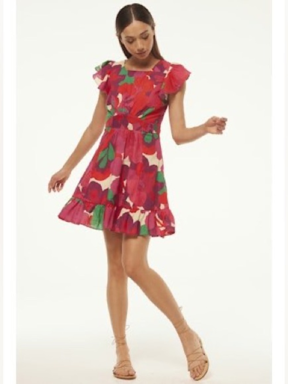 NEW MISA LA Belinda Dress Floral Ruffle Mini in Flora -Multi Color Sz XS
